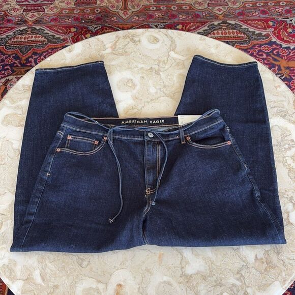 NWT American Eagle Stretch Barrel Jeans in True Rinse Size 14 - Picture 4 of 14
